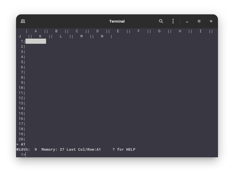 SuperCalc 1.00 on CP/M-80 2.2