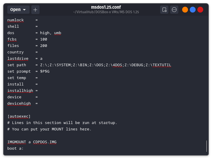 Changing the DOSBox-X default config