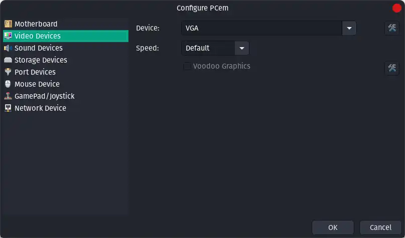 PCem settings- video devices