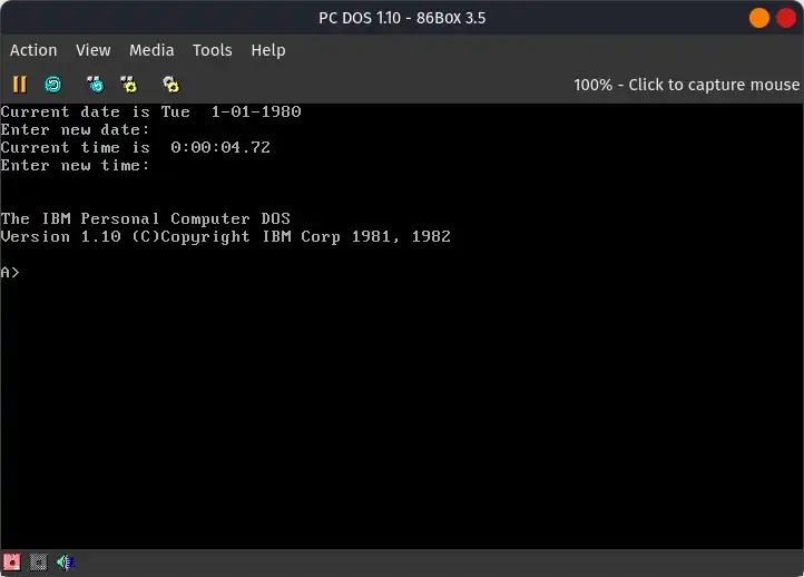 PC DOS 1.10 on 86Box