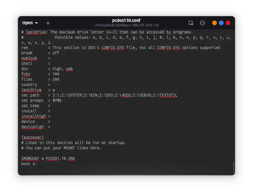 DOSBox-X config file for PC DOS 1.10